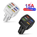 6 USB Phone Car Charger Adapter QC 3.0 LED Display Fast Charging Car Accessorie`