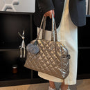 Autumn Winter Handbags Large Capacity Quilted Handbag Pompom Pendant for Shopper