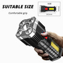 USB Rechargeable LED+COB Flashlight Camping Hiking Power Display Spotlight