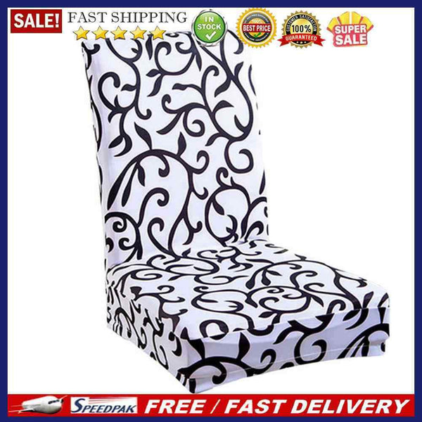 Removable Printing Pattern Elastic Home Hotel Dining Chair Covers(Black)