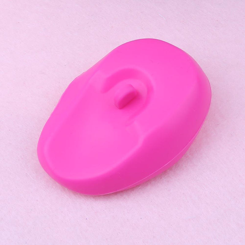 1 Pair Salon Hair Dye Silicone Ear Cover Barber Anti Staining(Rose red)