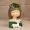Cartoon Girl Flowerpot Holder Figures Bonsai Pot Vase Home Planter Decorations