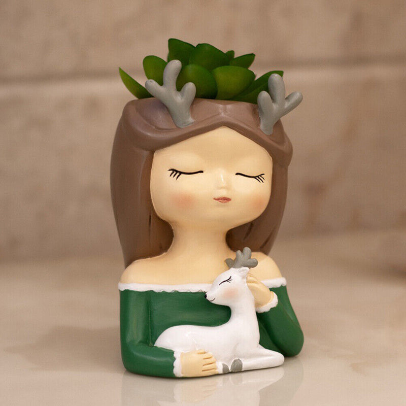 Cartoon Girl Flowerpot Holder Figures Bonsai Pot Vase Home Planter Decorations