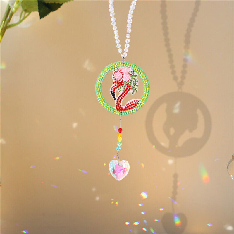 Bird Heart Prism Pendant Crystal DIY Rhinetone Painting Wall Hanging Wind Chi