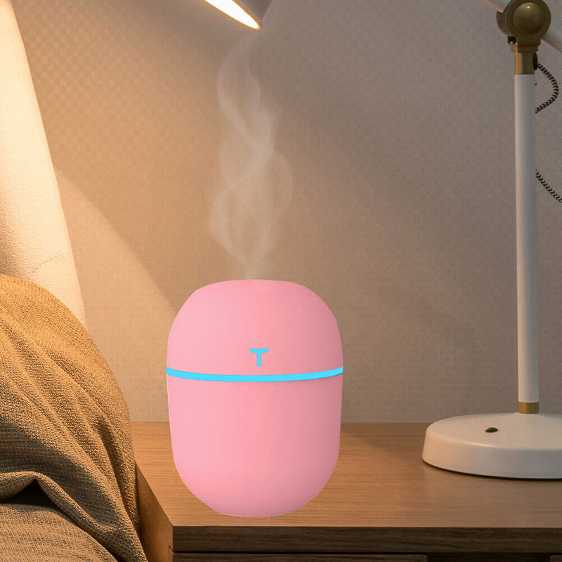 200ml Mini Air Humidifier LED Light USB Essential Oil Diffuser (Pink)