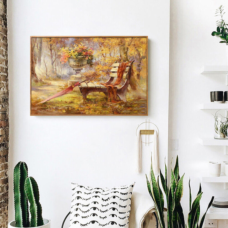 Frameless Oil Painting Arts Picture By Number Bench Umbrella Hand Painted Cra