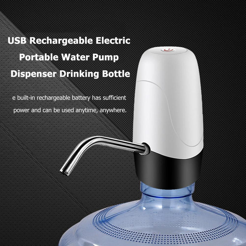 Rechargeable Electric Portable Water Pump Dispenser Drinking Bottle (White)