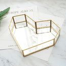 Hexagon Transparent Glass Jewelry Box Wedding Ring Earrings Holder (Heart)