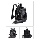 2pcs/Set Women Gorgeous Sequin Backpack Party Shoulder Pencil Handbag/Black