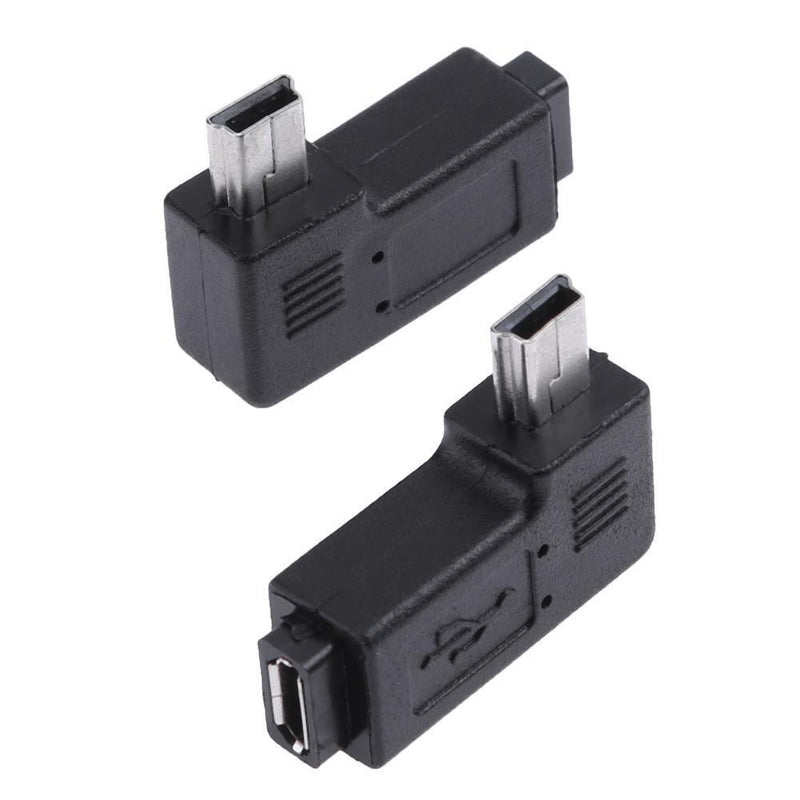 2pcs 90 ° Micro USB Female, Mini USB Male Adapter Connector