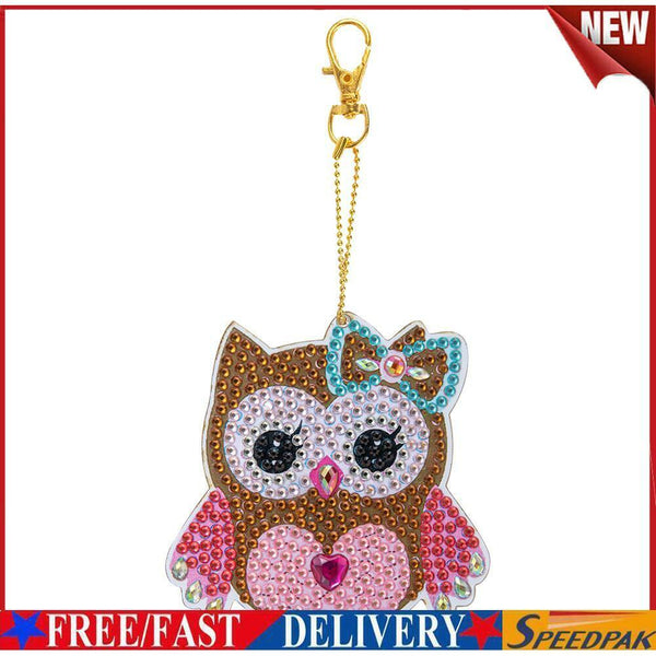 Owl 5D Diamond Painting Keychain Slap Luminous DIY Bag Pendant (dsk010) #F