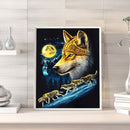 5D DIY Full Drill Round Shape Wolves Rhinestone Diamond Drawing for Bedroom