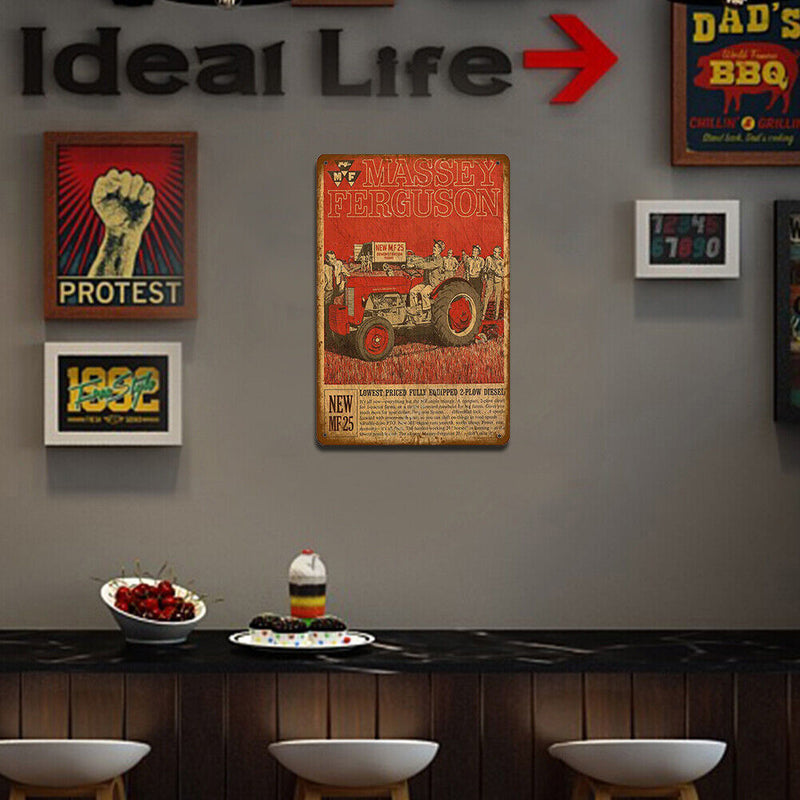 Square Iron Painting Farm Vehicle Metal Sign Plaque Wall Posters Painting