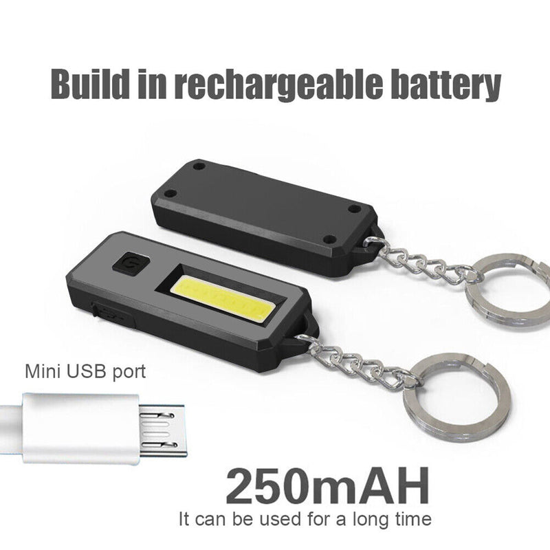 COB LED Mini Flashlight Keychain Outdoor Camping Waterproof Pockets