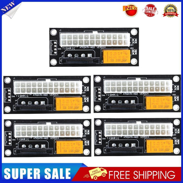5pcs Add2psu ATX 24Pin to SATA Dual PSU Power Supply Sync Adapter (Black)