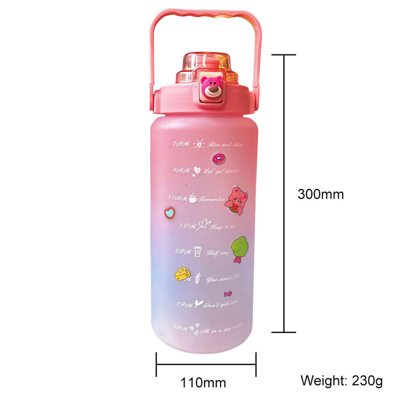 2000ML Large-capacity Water Bottle Frosted Plastic Cup Leak-proof (Pink) Newly