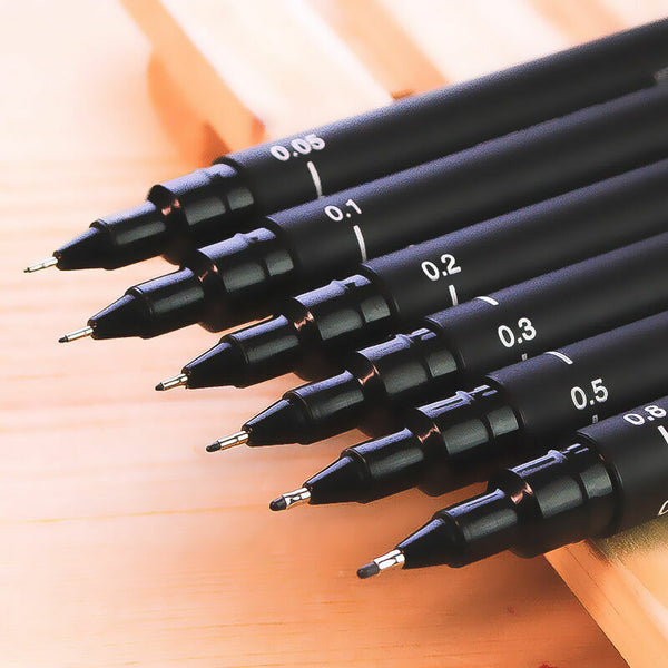 6pcs Micron Fine Line Pen 005 01 02 03 05 08 BRUSH Art O1O9 Tools Supplies U2J3