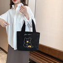 Cute Girls Corduroy Handbag Large Capacity Bear Print Top-handle Bag Women Totes