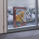 4 Way Lockable Dog Cat Safe Flap Door Puppy Pets Plastic Gate (Brown XL)