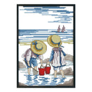 #A Cartoon Partial Cross Stitch 11CT Cotton Hemming DIY Printed Embroidery Art K