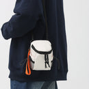 Unisex Nylon Crossbody Bag Street Hip Hop Shoulder Small Phone Pack (White)