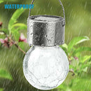 LED Solar Lamp Cracked Glass Ball Hanging Light Waterproof Garden Decor (A)