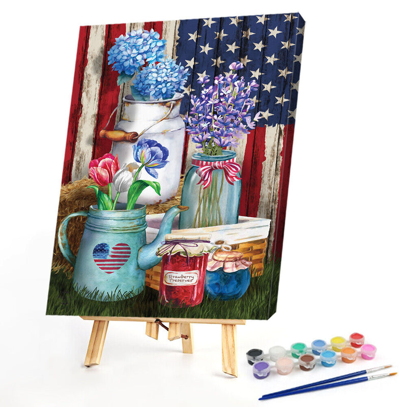 Flower Oil Paint By Numbers DIY Handpainted on Canvas Wall Art Picture Unframed