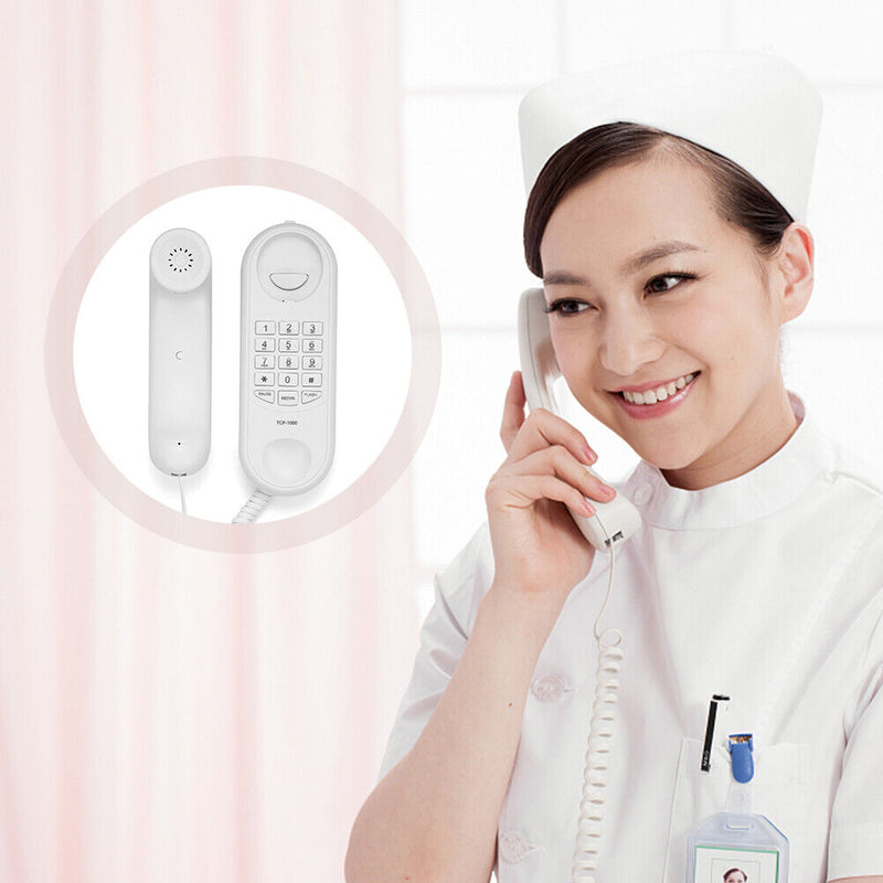 Corded Phone Wall Mountable Landline Telephone Big Button for Home (White)