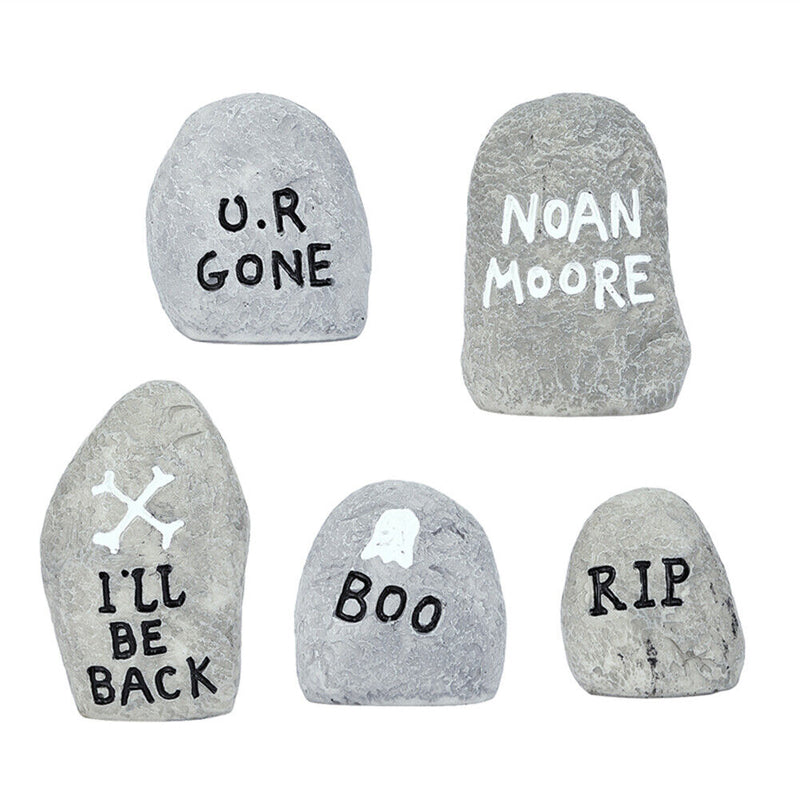 5pcs Halloween Garden Decoration Horror Stones Haunted House Yard Art Ornament