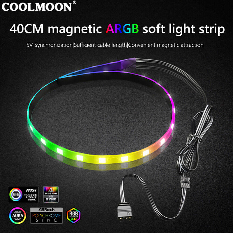 COOLMOON CM-LS40 5V ARGB PC Case LED Light Bar SATA 3PIN Lamps+Controller Newly