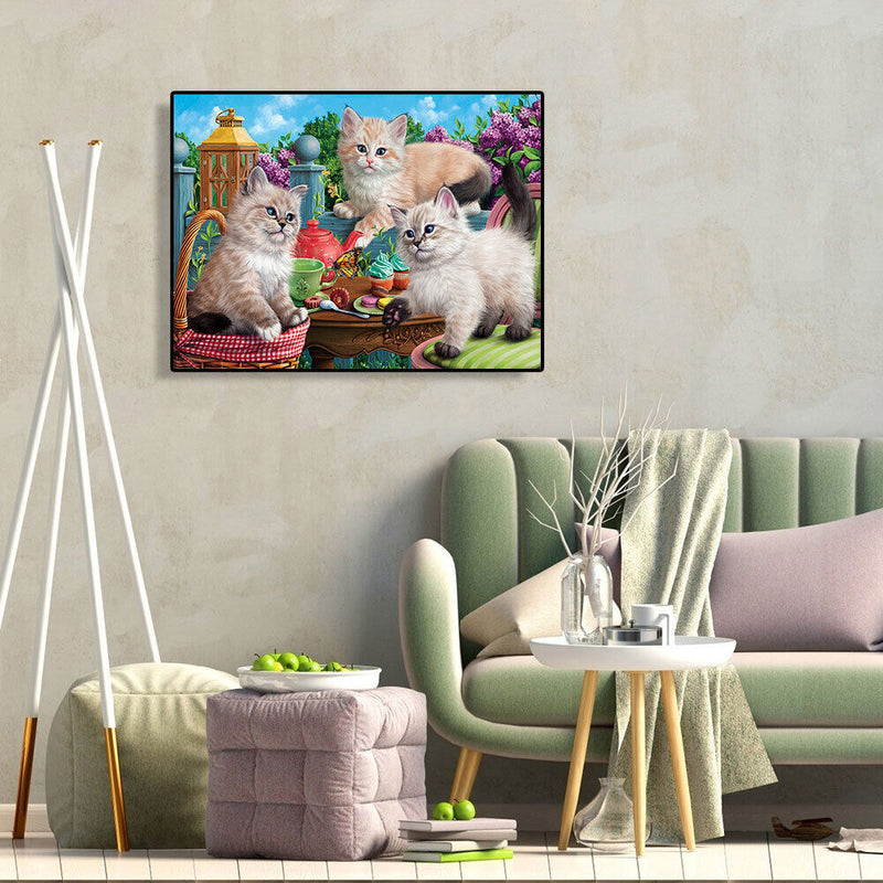 Playing Kitten 5D DIY Diamond Painting Kits Full Square Drill Wall Decor Crafts