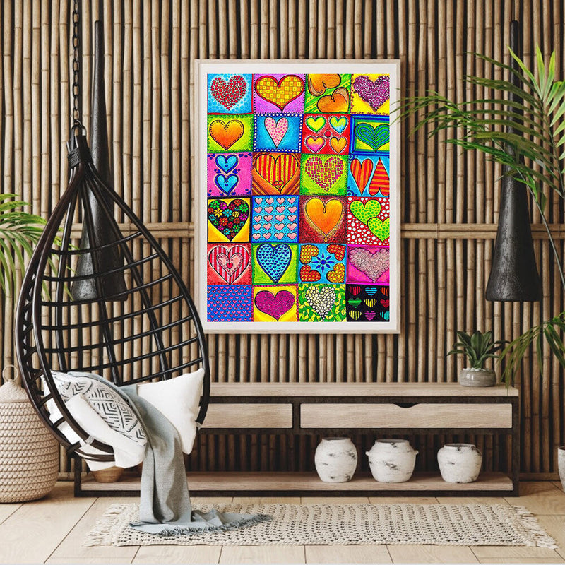 Abstract Hearts Oil Paint By Numbers Kits Canvas Picture Wall Art DIY Craft