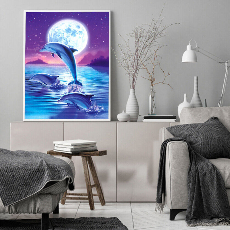 Acrylic Oil Painting By Numbers Dolphin Handmade Digital Picture Art Home Decor