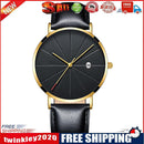 Fashion Ultra-thin Men Leather Strap Business Casual Quartz Wristwatch (D)