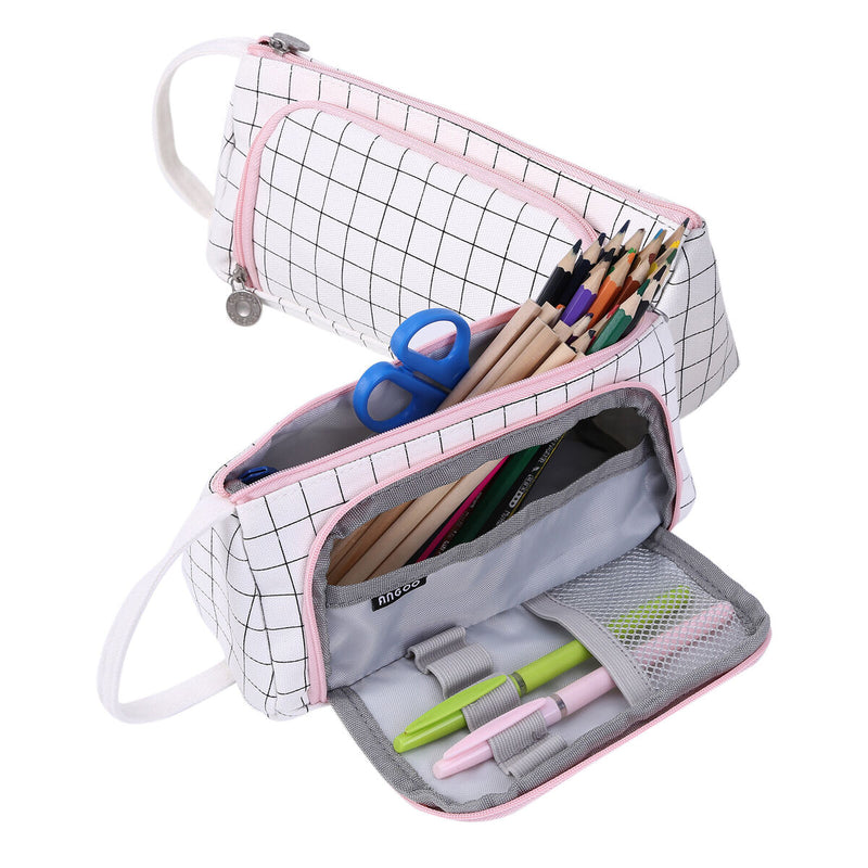 Large Capacity Pouch Holder-Pencil Case Linen Cosmetic Bag with Zipper Newly