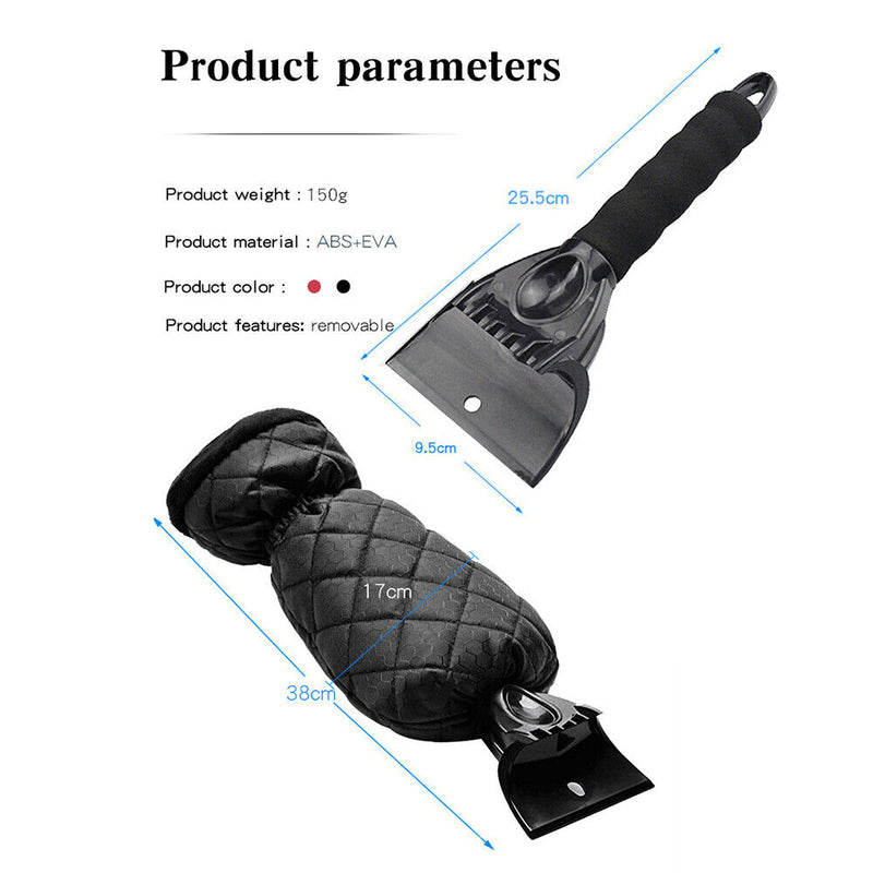 Car Windscreen Snow Scraper+Warm Glove Auto Winter Windshield Ice Remover Sho