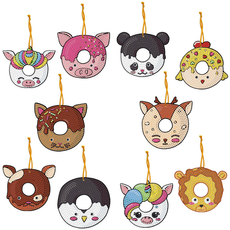 #A 10pcs Mosaic Pendants Art Crafts 5D DIY Spot Drill Cartoon Christmas Decorati
