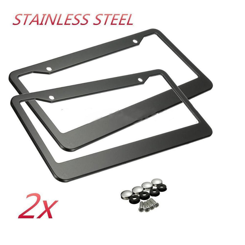 2pcs 12 x 6 in Stainless Steel Car License Plate Frame Cover Kit