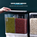 Wall Mounted Dry Food Dispenser Whole Grains Rice Bucket Large 1/2-Grid Storage