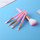 5pcs Portable Makeup Brush Set Soft Nylon Eyeshadow Foundation Brush (Pink)