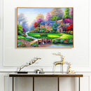 Bridge Villa 11CT Stamped Full Cross Stitch DIY Embroidery Handmade Cotton Art