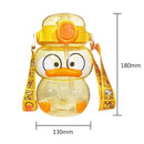 1200ml Cute Duck Drinking Water Bottle Outdoor Sport Straw Water Jug Yellow