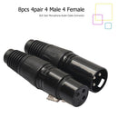 8pcs XLR Adapter 3Pin Male Plug and Female Jack Microphone Audio Cable Conn
