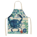Crab Print Apron Household Cooking Kitchen Chef Dinner Apron Bib Anti Oil Splash