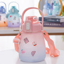 1.3L Large-capacity Water Bottle Outdoor Sports Gradient Cup (Pink Blue) Newly