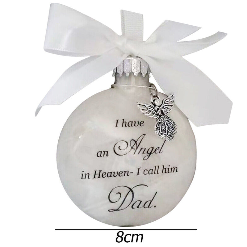 Memorial My Heart in Heaven Christmas Pendant Mom Dad Ball Feather Tree Ornament