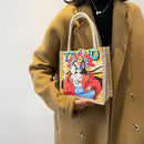 Casual Big Capacity Shopping Tote Portable Linen Women Lunch Bag Shoulder Pouch