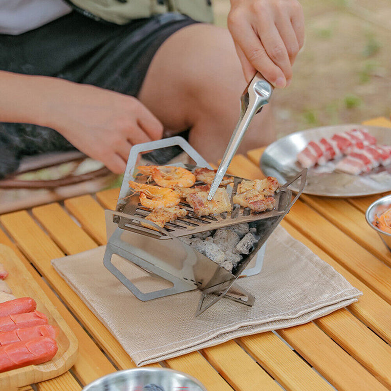 Outdoor BBQ Grill Stove Triangle Stainless Steel Camping Mini Cooking Utensils