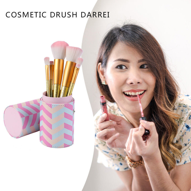 Portable PU Leather Makeup Storage Holder Cosmetic Brush Pen Cup Box (A) Newly