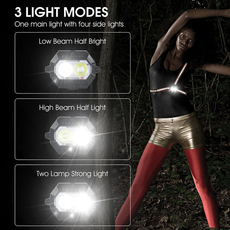 WEST BIKING Bicycle Light USB Charging Night Warning Chest Light 3 Gear Portable